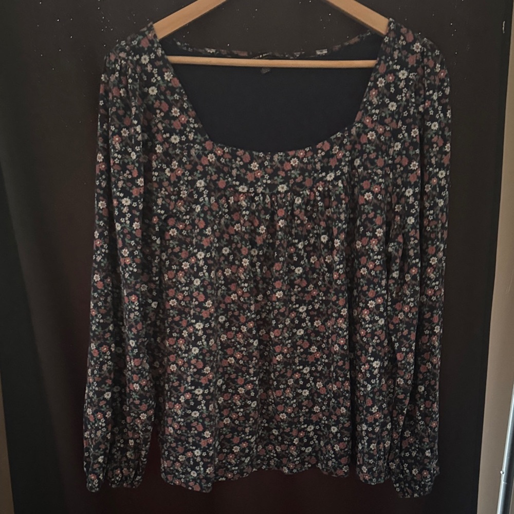Lucky Brand Navy Floral Blouse